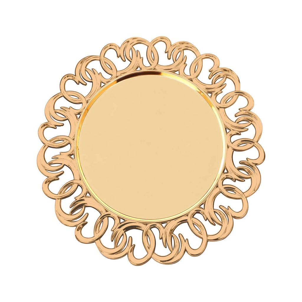 6-Pack Plastic Charger Plates 13" Round Gold with Entwined Swirl Rim - Plastic Disposable Decorative Chargers